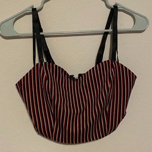 PAPAYA CROPPED TANK TOP - RED/CREAM/BLACK STRIPES
